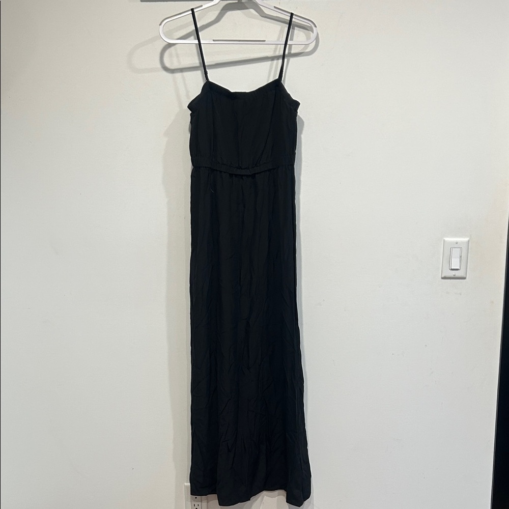 Saks fifth ave silk solid Black Spaghetti Strap Dress medium